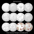 Grey and White Floral Brad/Button Embelishment set of 12