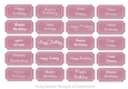 Happy Birthday Tags Pale Plum in 20 Diffenent Fonts