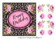 Pink and Black Floral Happy Birthday