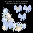 Rose Bud and Bow Pale Blue Vignette