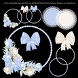 Blue Rose and Pearl Embelishment Set 10 Pieces