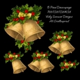 Christmas Bells and Holly Decoupage