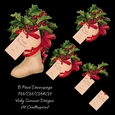 Christmas Stocking and Holly Decoupage