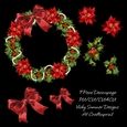 Poinsettia and Holly Wreath Decoupage