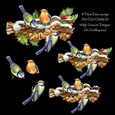 Winter Birds and Peanuts on a Branch Decoupage