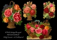 Vintage Floral Bouquets and Baskets set of 4 PNG