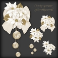 White Poinsettia Bauble and Bow Vignette