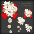 White Poinsettia Bauble and Red Bow Vignette