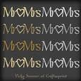 Mr and Mrs with Heart Gold and Silver Embelishment 