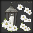 White Poinsettia and Lantern Decoupage 1