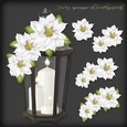 White Poinsettia and Lantern Decoupage 2