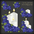 Navy Rose and Candle Decoupage