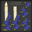 Navy Rose Single Candle Decoupage