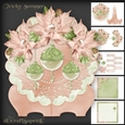 Pink and Mint Poinsettia Plate and Stand