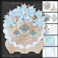 Blue Poinsettia and Bauble Plate and Stand