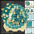 Teal Christmas Tree and Poinsettia Plate and Stand