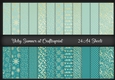 A4 Aqua Teal and Gold Christmas Paper