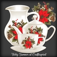 Vintage Poinsettia Tea Set