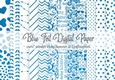 Blue Foil on White 12x12 inch Digital Paper