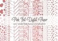 Pink Foil on White 12x12 inch Digital Paper