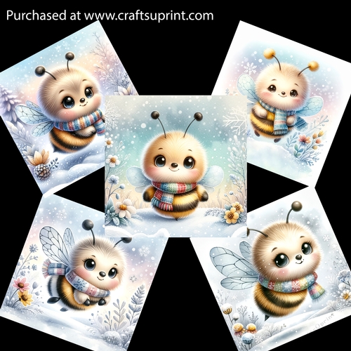 Cute Snowy Bee Card Fronts