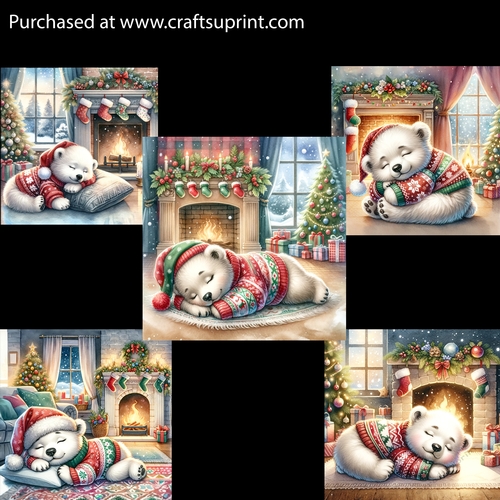 Adorable Sleeping Polar Bear Cub Card Fronts