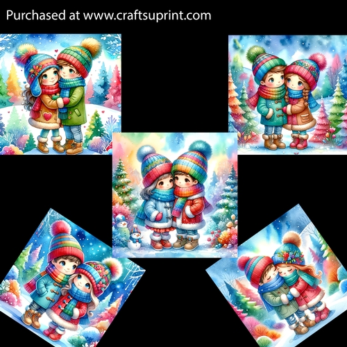 Colorful Winter Love Card Fronts