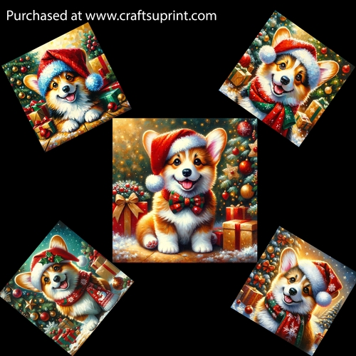 Christmas Doggy Oil Paint Design Card Fronts