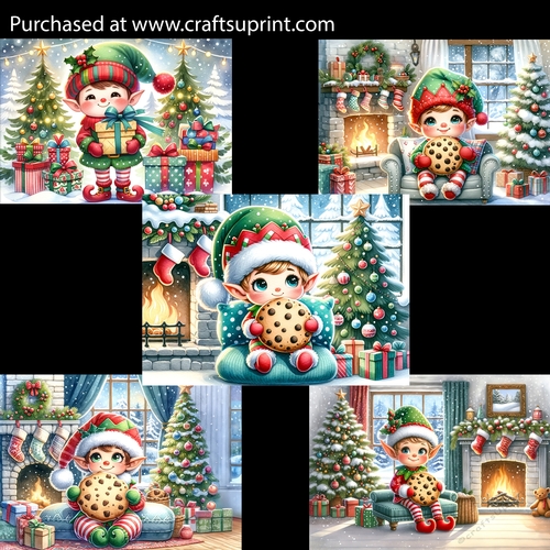 Pretty Cute Elf with a Cookie 5x7 Card Fronts