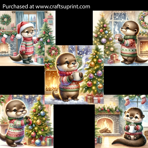 Otters Christmas House Card Fronts