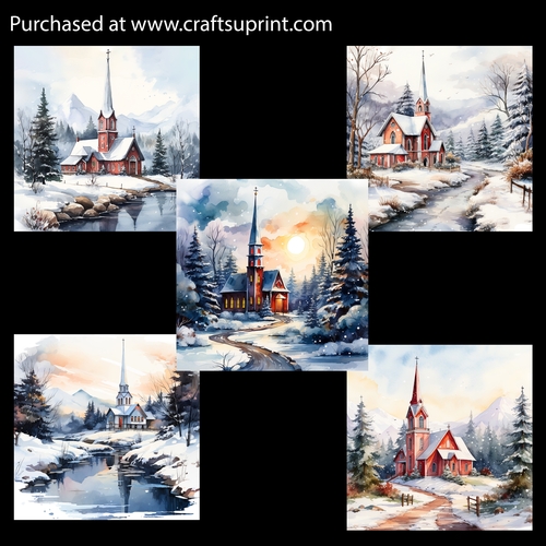 Peaceful Winter Church Card Fronts