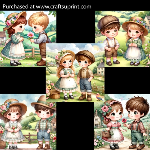 Cute Countryside Kids Card Fronts