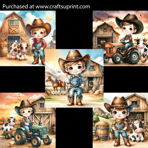 Charming Little Cowboy with Friends Card Fronts