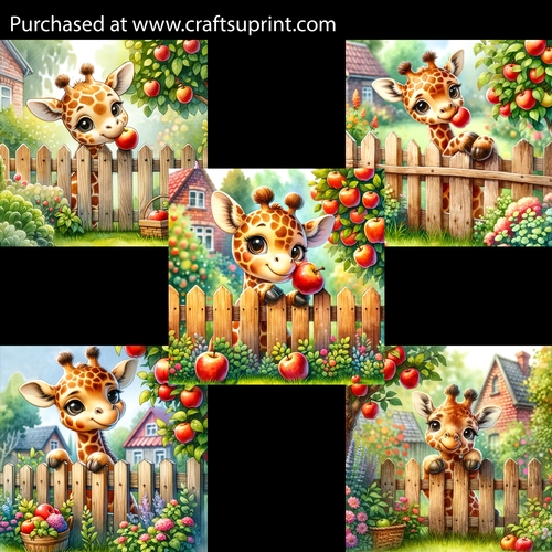 Silly Giraffe and Apples Card Fronts