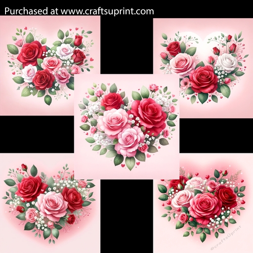Red and Pink Flower Heart Arrangement