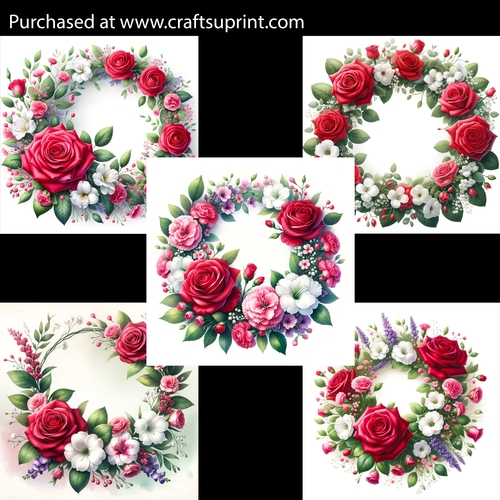 Red Flowers Wreath Arrangement Card Fronts