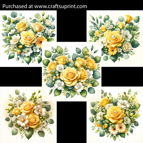 Yellow Flower Heart Arrangement Card Fronts