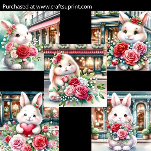 Cute Bunny and Roses Card Fronts