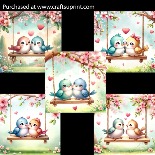 Lovebirds on a Swing Card Fronts