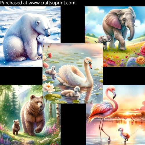 Mother Animals And Their Babies 5 Card Fronts