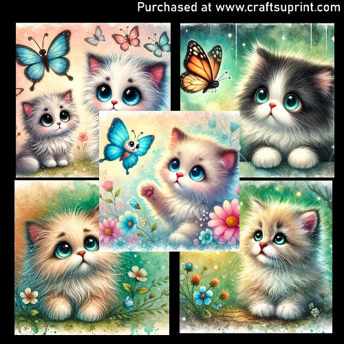 Kitties with Butterflies 2 - CARD FRONTS