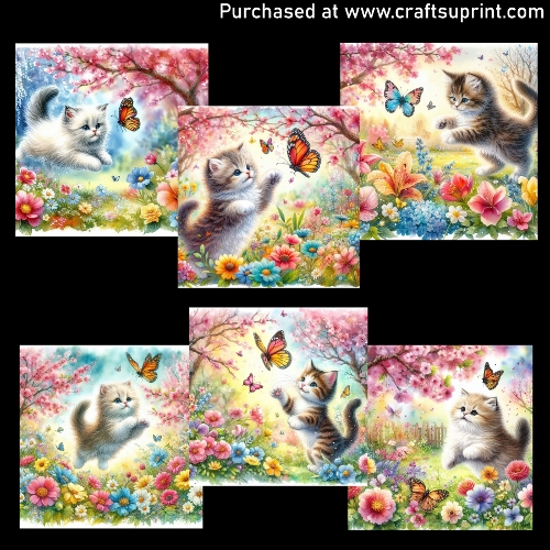 Cute cat and butterflies - CARD FRONTS