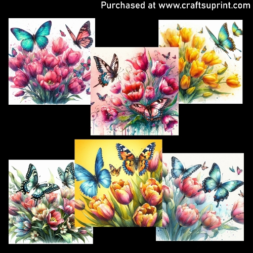 Butterflies and Tulips - CARD FRONTS