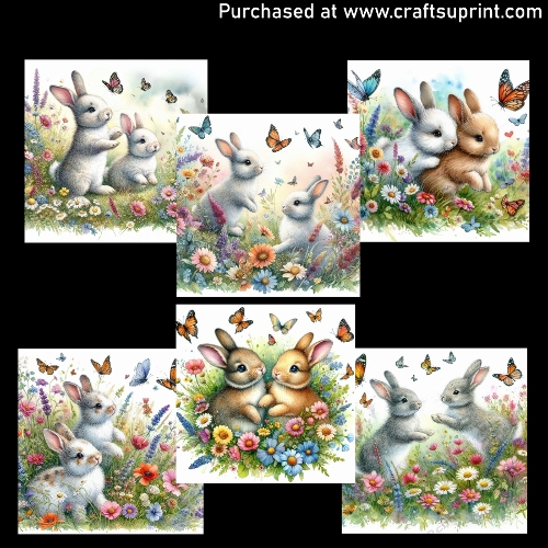 Bunnies in the Meadow - CARD FRONTS