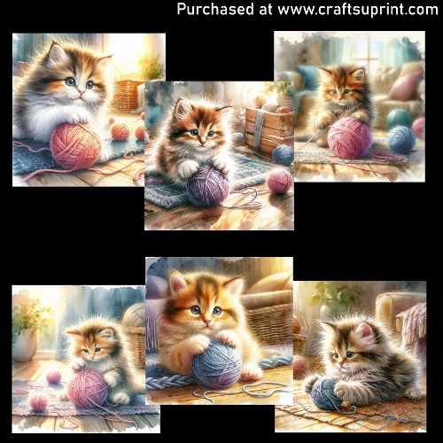 Kitten with a ball of yarn 