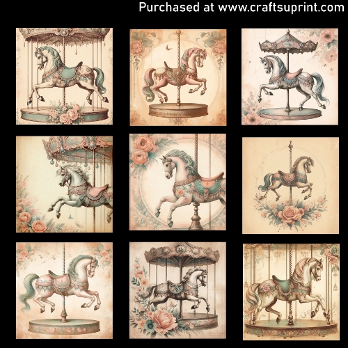 Vintage series-Carousel horse - CARD FRONTS