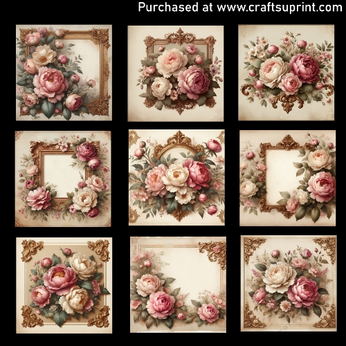 Vintage series-Peonies - CARD FRONTS