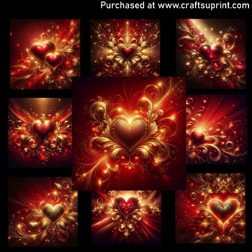 Red and gold hearts - CARD FRONTS