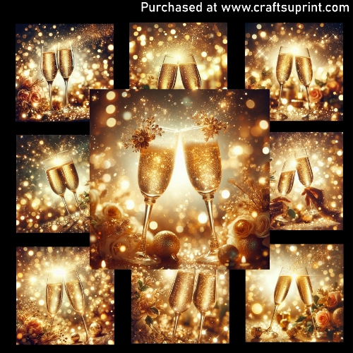 Sparkling Champagne glasses - CARD FRONTS
