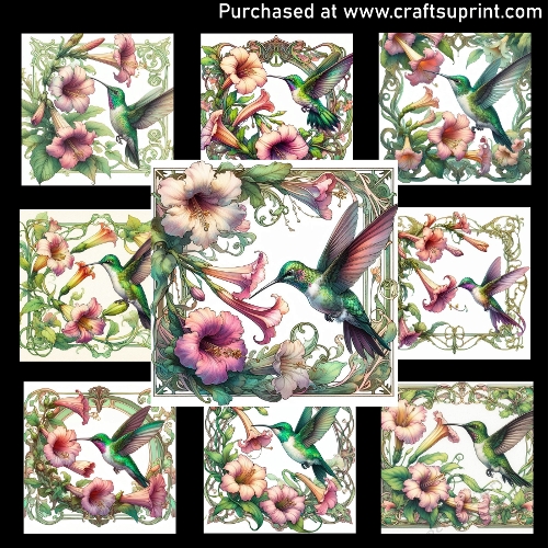 Hummingbird and Flowers - CARD FRONTS